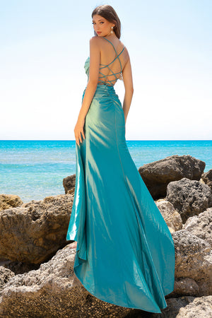 Cowl Neckline Sequin Embellishment Long Prom Gown BZ020