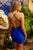 Lace Up Back Embroidered Appliques Beaded Cocktail TM1013S