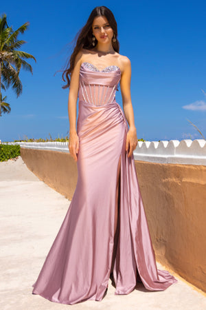 Jersey  Beaded Corset Evening Dress AC3099