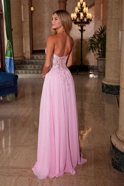 Strapless Floral Appliquees Prom Dress Nox Anabel C1617 – Sparkly