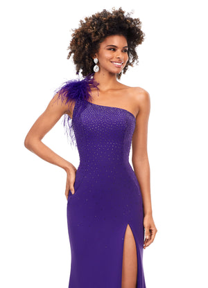 Ashley Lauren 11290 ON SALE SIZE 14 ORCHID One Shoulder Scuba Gown