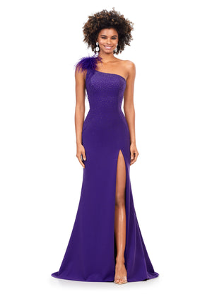 Ashley Lauren 11290 ON SALE SIZE 14 ORCHID One Shoulder Scuba Gown