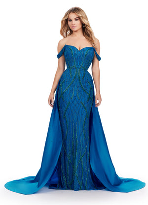 Ashley Lauren 11458 Off Shoulder Fully Beaded Gown