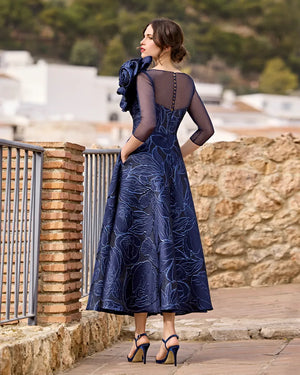 Sonia Pena Couture 1251003 Midi  Length Skirt with Flower