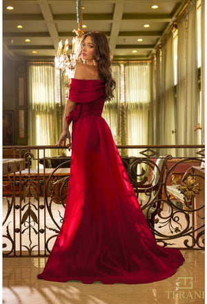 Terani 242M3342 One Shoulder Flowers Appliques Fitted Gown