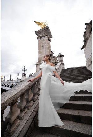 Terani 242M3342 One Shoulder Flowers Appliques Fitted Gown