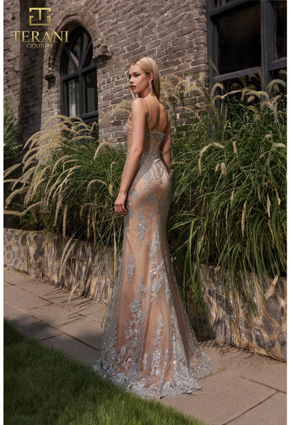 Clearance Terani Terani Prom Dresses 2019 251P4641 Sweetheart Beaded Tulle  Strapless Trumpet Prom Dress