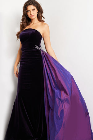 Velvet Strapless Long Dress By Jovani 26116