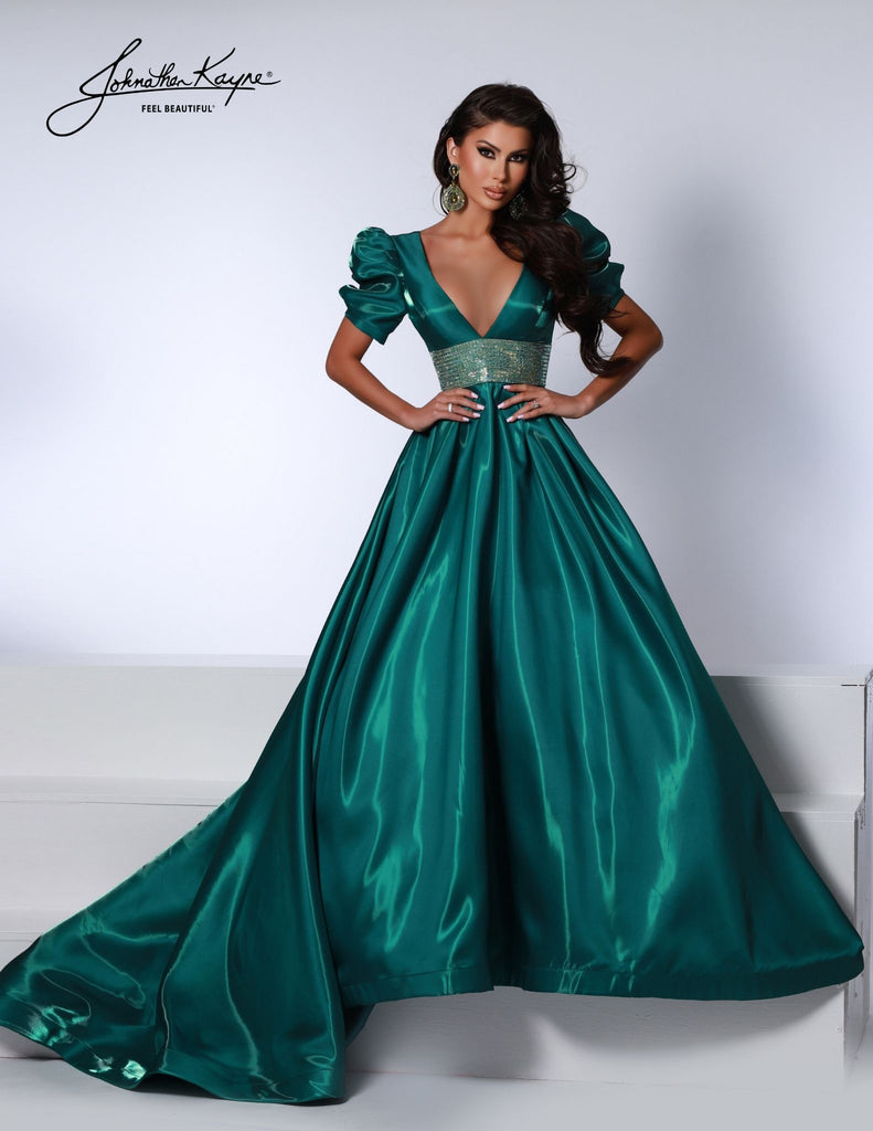 Johnathan Kayne 2692 Shimmer Satin A-line Pockets  Dress