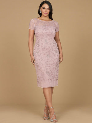 Beaded Midi Dress with Cap Sleeves 28997