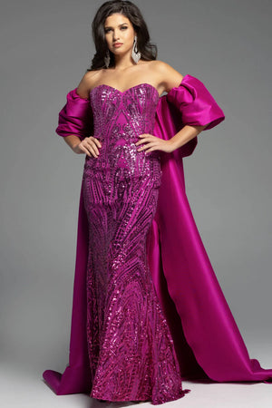 Vestido sin tirantes con adornos de lentejuelas de Jovani 38746