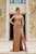Jovani 42024 Gold Embellished Gown with Plunging Neckline