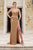 Jovani 42024 Gold Embellished Gown with Plunging Neckline