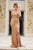Jovani 42024 Gold Embellished Gown with Plunging Neckline
