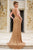 Jovani 42024 Gold Embellished Gown with Plunging Neckline