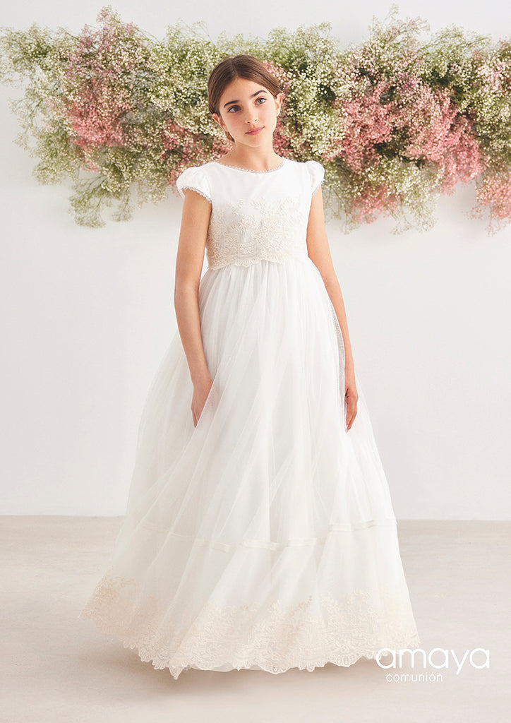 In Stock Size 6 Short Sleeves Spanish Communion Gown Amaya 577014MC