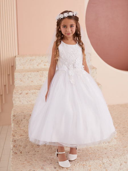 3D Flowers Tulle Skirt Flower Girl Communion 5857 – Sparkly Gowns