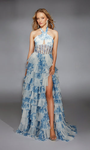 Alyce Paris 61753 Elegant Halter Neckline A-Line Ruffle Gown