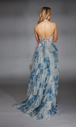 Alyce Paris 61753 Elegant Halter Neckline A-Line Ruffle Gown