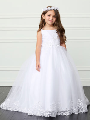 Girls Pleated Bodice with Irridescent Lace 7041