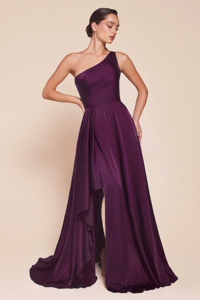 One Shoulder Satin Dress La Divine 7450 – Sparkly Gowns