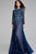 Jovani 80807  Long Sleeves Navy Embellished Dress