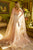 Jewel-Embellished Trumpet Gown with Cape GL3585
