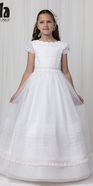 Short Sleeves Rustic Chiffon Spanish Communion Gown Marla T246