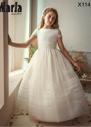 Short Sleeves Spanish Communion Gown X114