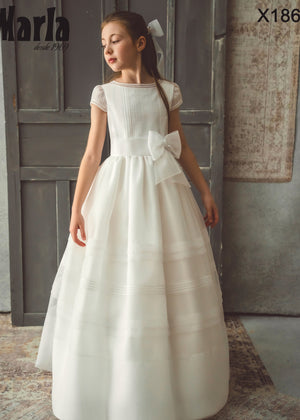 Short Sleeves Spanish Communion Gown Marla X186