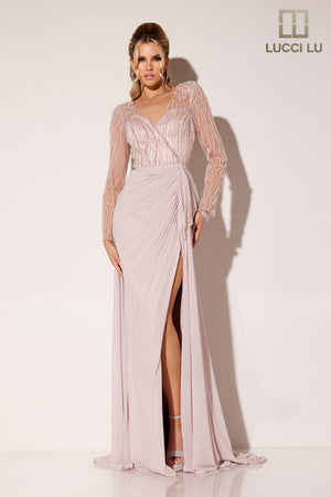 Lucci Lu C8069 Long Sleeves Evening Dress