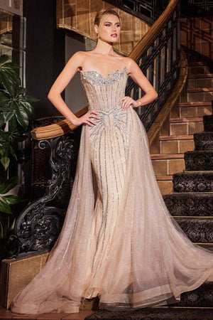La Divine CB158  Strapless  Embellished Gown with Overskirt