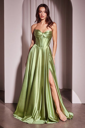Strapless Satin A-Line Dress CD378