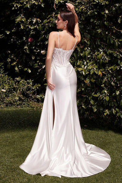 satin wedding dress with lace Embellished Lace and Satin Bridal Gown CD868W White / 2