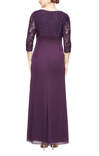 Petite Empire Waist Lace & Mesh Dress 82122469 Eggplant (Purple) / 12 Petite Empire Waist Lace & Mesh Dress 82122469 Eggplant (Purple) / 12