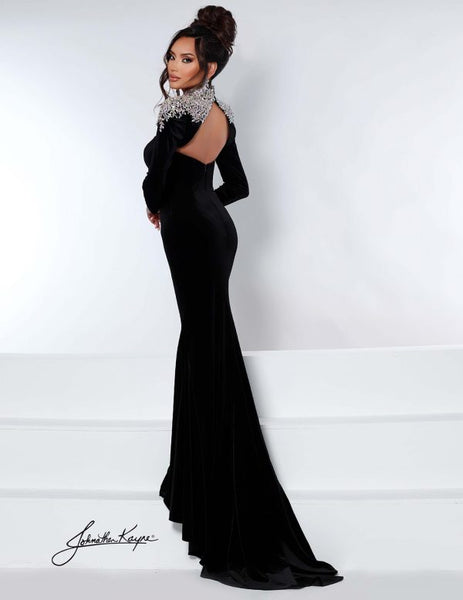 Johnathan Kayne 3067 Fringe Velvet Off-the-Shoulders Evening  Dress main image 0