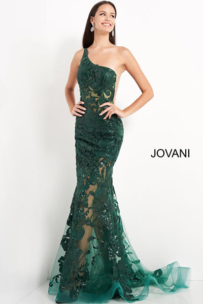 Asymmetrical Neckline Sequin Prom Gown By Jovani 02895 – Sparkly Gowns