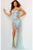 Vestido de fiesta con corte frontal y ilusión de adornos de cuentas de Jovani 04195