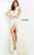 Jovani 06164 Orange Sequin and Feather Fitted Prom Dress