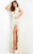 Jovani 06164 Orange Sequin and Feather Fitted Prom Dress