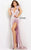 Jovani 06164 Orange Sequin and Feather Fitted Prom Dress
