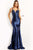 Plunging Neckline Metallic Embellishment Prom Gown Jovani 08157