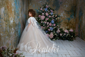 Botanical Ball Gown Cape Flower Girl 2314