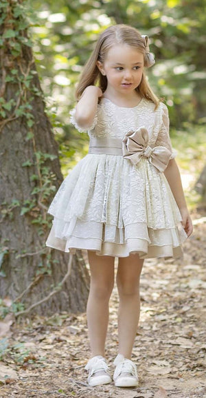 Polka Dotted Tulle Dress Ceremonial Flower Girl Spanish Dress by Carmy 3024