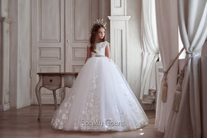 Floral Lace Ballgown Flower Girl Communion Dress Celestial 3106