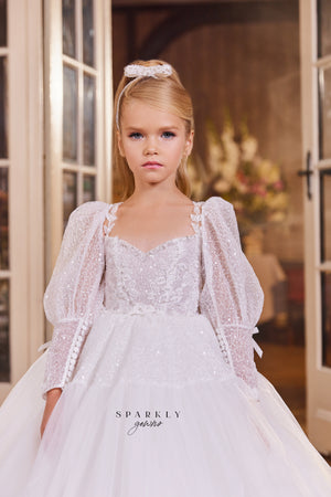 Sweetheart Neckline Flower Girl First Communion Gown Celestial 3433