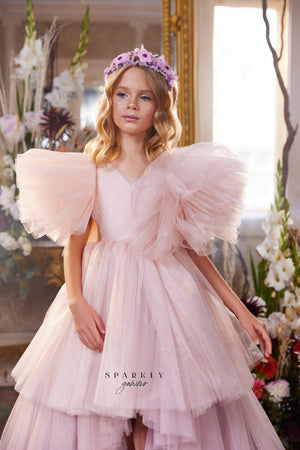 V-Neckline Flower Girl First Communion Dress Celestial 3437