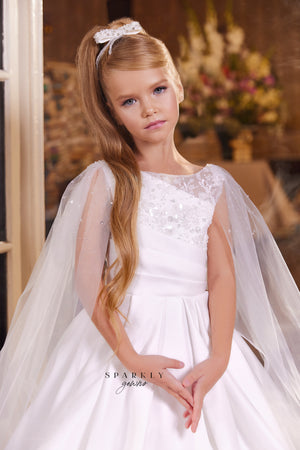 Bateau Neckline Flower Girl First Communion Ball Gown Celestial 3438