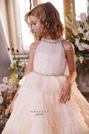 Open Back Flower Girl First Communion Ball Gown Celestial 3440