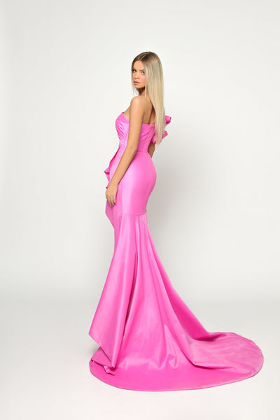 Tarik Ediz 51172 Puffed Cap Sleeve Marine Dress – Sparkly Gowns
